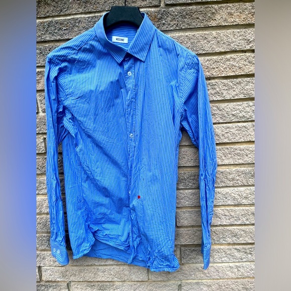 - Moschino Oxford Blue Dress Shirt long sleeve men’s Sz Large 41 - Picture 1 of 7